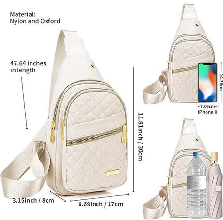 Unisex Shoulder Bag - 5 Storage Pockets & Cable Grommet - Women's Crossbody Bag - Men's Crossbody Bag - Crossbody Bags - Sling Bag - Adjustable Carrying Style (Cross/Shoulder/Chest) - Leopard Print