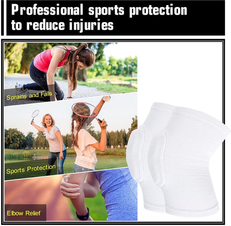 Elbow Pads - 1 Pair Arm Support Fitness Arm Knee Pads - Breathable Anti-Impact Sponge Elbow Pads - Suitable for Basketball, Football, Tandem Elbow Pads, Volleyball, White