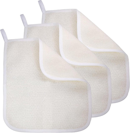 3-Piece - Exfoliating Towel - Exfoliating Towel for Body and Face - Bath Towel - Double-Sided Exfoliating Bath Towel - Facial Washcloth - Nylon - Scrub Towel