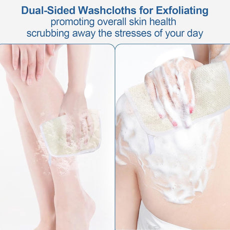 3-Piece - Exfoliating Towel - Exfoliating Towel for Body and Face - Bath Towel - Double-Sided Exfoliating Bath Towel - Facial Washcloth - Nylon - Scrub Towel