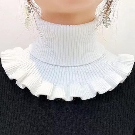 Neck Warmer - Faux Turtleneck - Knitted Warm Neck Warmer - Wearable for Everyday Use - Winter Essential for Women (White)