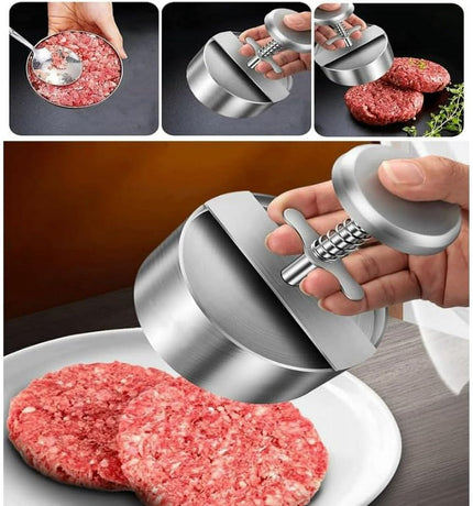 Hamburger Press - Round Stainless Steel Non-Stick Hamburger Press - Patty Mold - Grilling Tool - Patty Mold