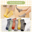 Socks - 6 Pairs of Pleated Socks for Women, Striped Pleated Socks, Cute Socks for Women - Checked Socks - Ankle Socks for Women - Cotton Knitted Socks - Sizes 5-9