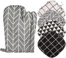 Set of 6 - Oven Mitts and Heat Resistant Mat - Microwave Gloves and Heat Resistant Oven Mat - Cooking Specific