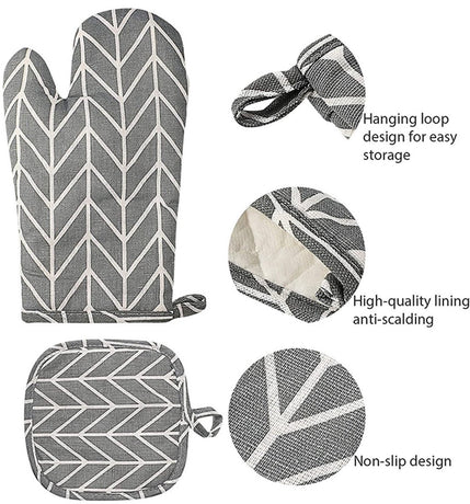 Set of 6 - Oven Mitts and Heat Resistant Mat - Microwave Gloves and Heat Resistant Oven Mat - Cooking Specific