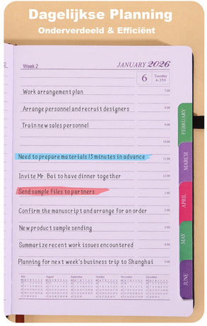 2026 Daily Planner – 2026 Adult Agenda – 1 Day on 1 Page – 365 Day Planner & Notebook – 14.0*20.8cm – Brown