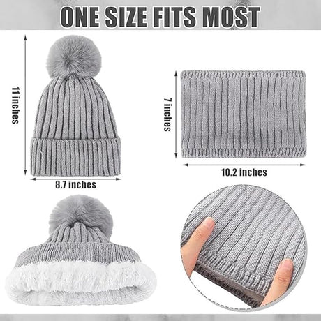 Gloves, hat and scarf - three-piece set - winter knitwear - fleece lined and thickened - warm and cold resistant - Claret