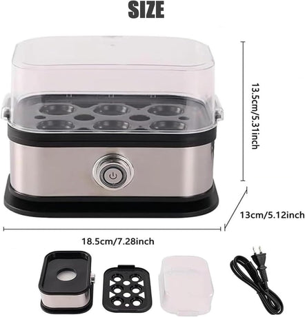 Electric Egg Boiler - Egg Boiler 6 Eggs - Made of Stainless Steel - Intelligent Steamer with Automatic Shut-Off