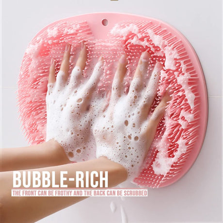 Shower Mat - Non-Slip Bath Mat - Foot Cleansing Pad, Back Scrub Pad, Exfoliating Bath Scrub Pad, Non-Slip Wall Suction Cup - Suitable for Men and Women (Vegetable)
