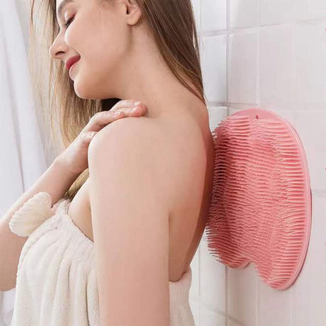Shower Mat - Non-Slip Bath Mat - Foot Cleansing Pad, Back Scrub Pad, Exfoliating Bath Scrub Pad, Non-Slip Wall Suction Cup - Suitable for Men and Women (Vegetable)