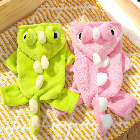 Warm Pet Clothing - Cute Dinosaur Dog Suit - Warm Fleece Pet Clothes for Small Dogs - Green (Size M)
