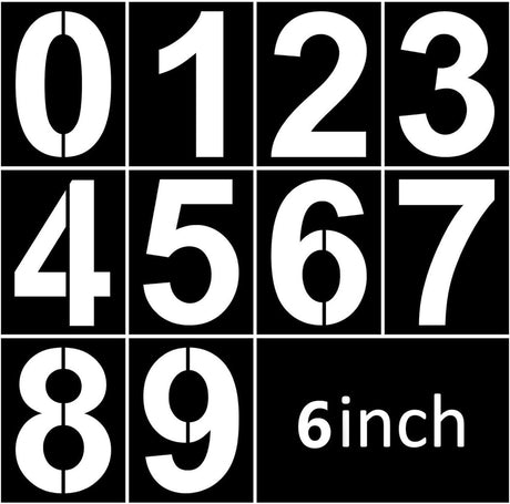 Number Stencil Set - Address Stencils 0-9 - Reusable Plastic Number Stencils - Cake Stencils - Paint by Number Stencils 6 inch