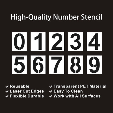Number Stencil Set - Address Stencils 0-9 - Reusable Plastic Number Stencils - Cake Stencils - Paint by Number Stencils 6 inch