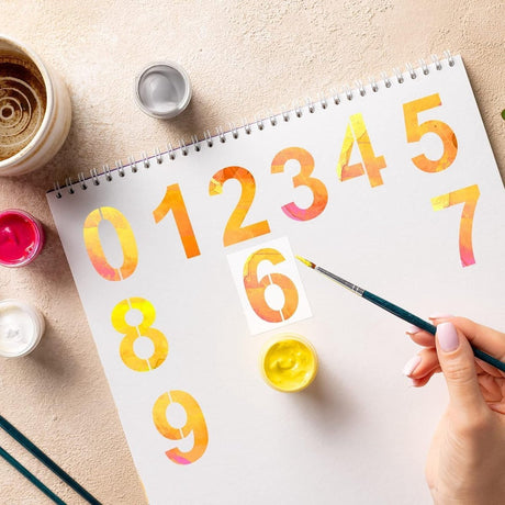 Number Stencil Set - Address Stencils 0-9 - Reusable Plastic Number Stencils - Cake Stencils - Paint by Number Stencils 6 inch