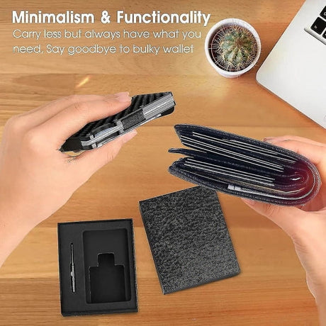 Wallet - Credit Card Holder - Men's Wallet - Minimalist Ultra-Thin Men's Wallet - Aluminum Alloy Material - Black