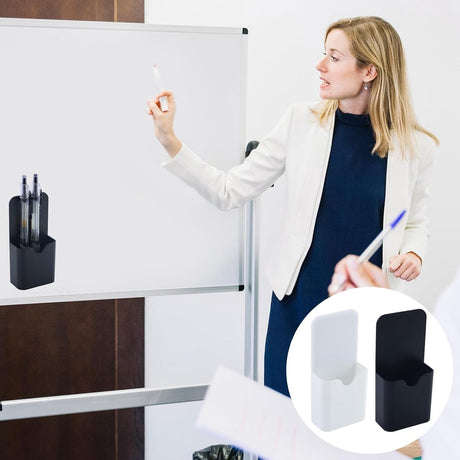 2-pack magnetic pen holder - magnetic marker holder - whiteboard - refrigerator - marker holder for metal surfaces (black and white)