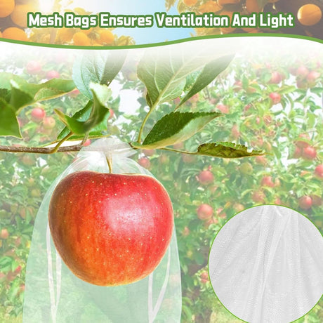 Garden Tools - 20 Items - Fruit Protection Bags - White Fruit Protection Bags with Drawstring - Garden Net Bags - Suitable for Grapes - Prevent Wasps, Cherry Vinegar Flies and Other Insects from Eating Them