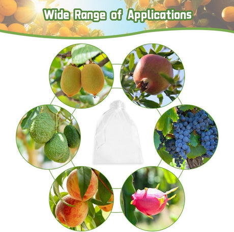 Garden Tools - 20 Items - Fruit Protection Bags - White Fruit Protection Bags with Drawstring - Garden Net Bags - Suitable for Grapes - Prevent Wasps, Cherry Vinegar Flies and Other Insects from Eating Them