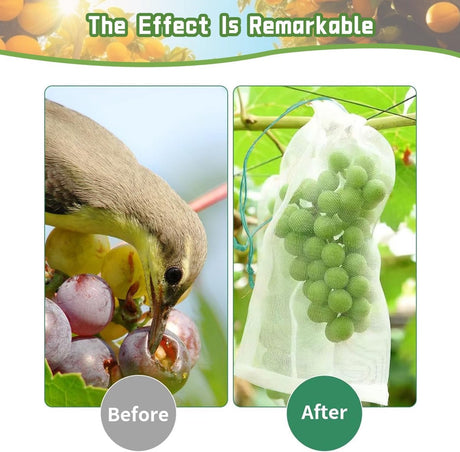 Garden Tools - 20 Items - Fruit Protection Bags - White Fruit Protection Bags with Drawstring - Garden Net Bags - Suitable for Grapes - Prevent Wasps, Cherry Vinegar Flies and Other Insects from Eating Them