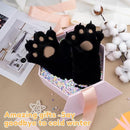 Gloves - 1 pair - Winter gloves - Cartoon gloves - Neckband - Children's gloves - Warm gloves - Plush gloves - One size（Black）