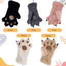 Gloves - 1 pair - Winter gloves - Cartoon gloves - Neckband - Children's gloves - Warm gloves - Plush gloves - One size（Black）