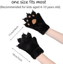 Gloves - 1 pair - Winter gloves - Cartoon gloves - Neckband - Children's gloves - Warm gloves - Plush gloves - One size（Black）
