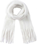 Scarf - Women's Winter Scarf - Warm and Thick Knitted Checked Scarf - Blanket Scarf - Stylish Gift - A Gift for Her (White)