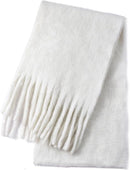 Scarf - Women's Winter Scarf - Warm and Thick Knitted Checked Scarf - Blanket Scarf - Stylish Gift - A Gift for Her (White)