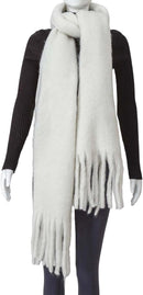 Scarf - Women's Winter Scarf - Warm and Thick Knitted Checked Scarf - Blanket Scarf - Stylish Gift - A Gift for Her (White)