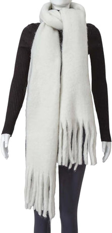Scarf - Women's Winter Scarf - Warm and Thick Knitted Checked Scarf - Blanket Scarf - Stylish Gift - A Gift for Her (White)