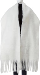 Scarf - Women's Winter Scarf - Warm and Thick Knitted Checked Scarf - Blanket Scarf - Stylish Gift - A Gift for Her (White)