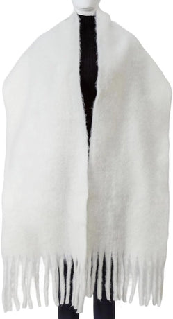 Scarf - Women's Winter Scarf - Warm and Thick Knitted Checked Scarf - Blanket Scarf - Stylish Gift - A Gift for Her (White)