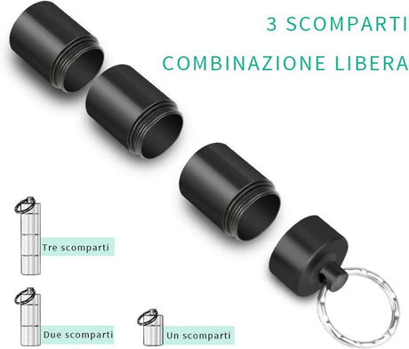 Small Pill Boxes (2-piece) - Keychain - Travel Metal - Pill Dispenser - Convenient Pill Storage