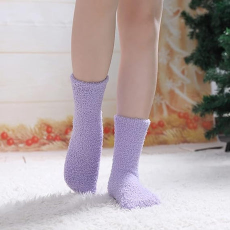 5 Pairs of Women's Fleece Socks - Comfortable and Soft - Warm Winter Socks - Soft microfiber socks, suitable for lounging and sleeping at home.