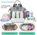 Convertible Diaper Bag - Wide Opening - 14 Pockets - Stylish - Baby Changing Bag - with Stroller Buckle - Diaper Bag - Waterproof (Gray)