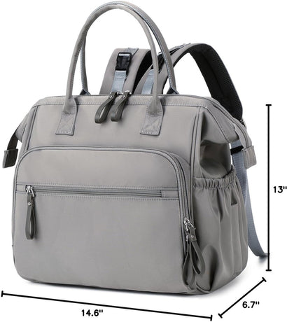 Convertible Diaper Bag - Wide Opening - 14 Pockets - Stylish - Baby Changing Bag - with Stroller Buckle - Diaper Bag - Waterproof (Gray)