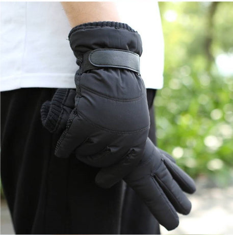 Winter cycling gloves - Men's gloves (1 pair) - Winter gloves - Cycling gloves - Warm and insulated - Waterproof - Outdoor ski gloves - Black