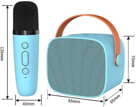 Mini Karaoke Machine - With 2 Microphones (Blue)