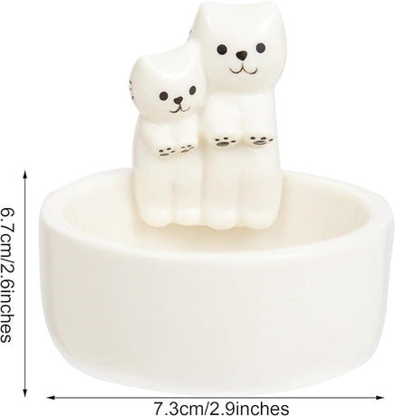 Candle Holder - 1 Piece Cartoon Cat Candle Holder - White Handmade Ceramic Candle Holder - Tea Candle Holder - Decorative Candle Holder - A Gift for Spending Warm Moments with Your Loved One - A Gift for Your Lover or Friend