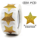 Stickers - 500 sheets - Sealing stickers - Gift stickers - Children's stickers - Stickers for adults - Reward stickers for children - 1 roll - Star stickers - Suitable for packaging