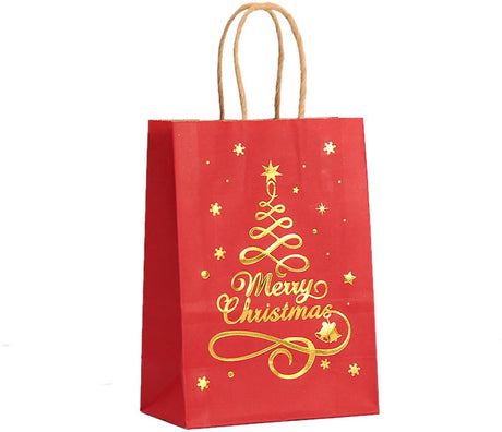Gift Bags - 12 pieces - Kraft paper gift bags - Bags - Tote bags - Christmas paper bags with print - Party wrapping bags