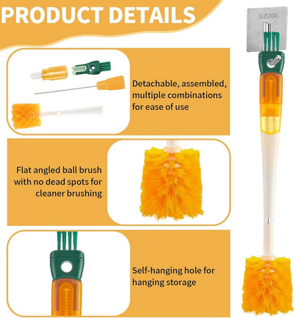 Bottle Brush - 5-in-1 Bottle Brush - Bottle Brush for Babies - Suitable for all types of glass cups - Cleans cup rims, straws and other parts.