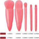 Makeup Brush Set - 5-Pack - Portable - Travel Makeup Brush Set with Mirror Case - Professional Foundation Brush, Eyeshadow Brush, and Blending Brush for Women - Pink
