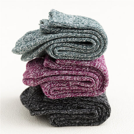 5 Pairs of Socks - Autumn/Winter - Extra Long and Plus Size Double Needle Stitch - Cable Knit - Thick - Warm - Women's Socks Up to the Calf