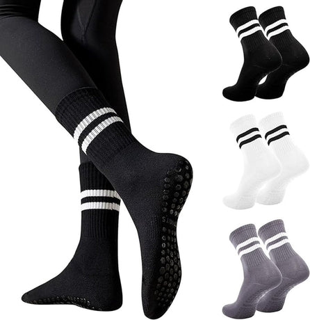 Non-slip Socks for Women (3 Pairs) - Floor Socks - Home Socks - Slipper Socks - Non-slip Socks - Yoga Socks - Suitable for Pilates, Ballet, Dance, Trampoline