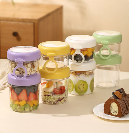 Yogurt Cup to Go - 880 mL - Muesli Cup - Oats Pots - Soup Cup - Lunch Cup - Lunch Pot - Leak-Proof - Insulated - with Spoon - Dishwasher Safe - Purple