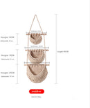Three-Tier Hanging Fruit and Vegetable Basket - Removable Wall Rack - Hand-Woven Beige Wall Basket - Multifunctional Kitchen Storage Rack - Fruit and Vegetable Storage - Bohemian Home Decor