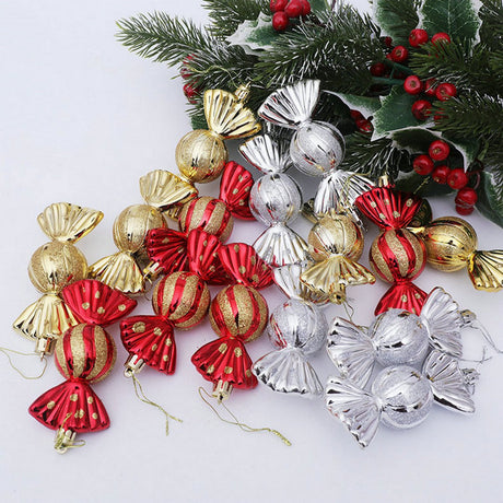 Christmas Decorations - Christmas Decorations - Painted Candy Christmas Tree Decorations - Red (5 per box)