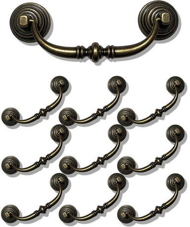 10 Pieces 4.25 Inch Center Hole Shabby Chic Drawer Pulls - Antique Bronze Kitchen Cabinet Pulls with Buckles (108mm/Antique Bronze)
