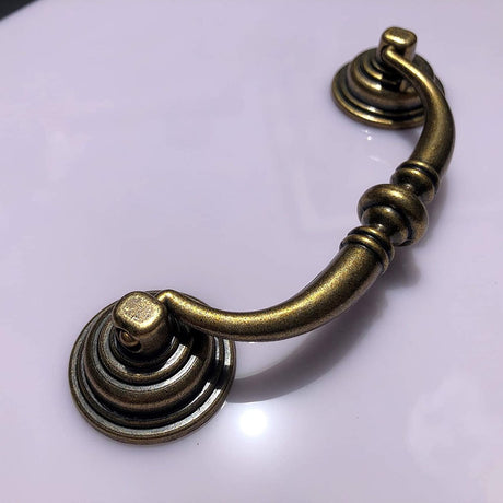 10 Pieces 4.25 Inch Center Hole Shabby Chic Drawer Pulls - Antique Bronze Kitchen Cabinet Pulls with Buckles (108mm/Antique Bronze)
